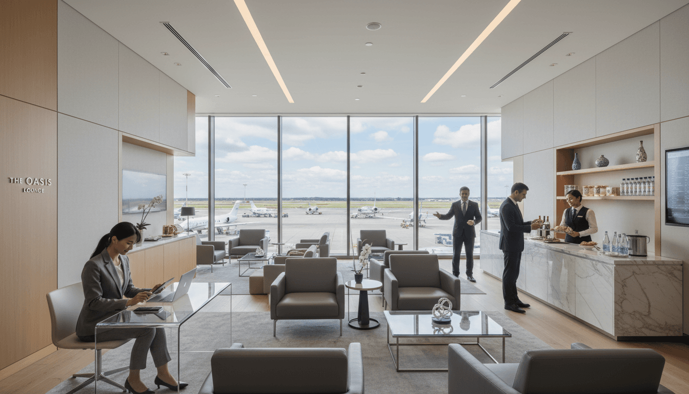 旅客在舒適的機場貴賓室內放鬆